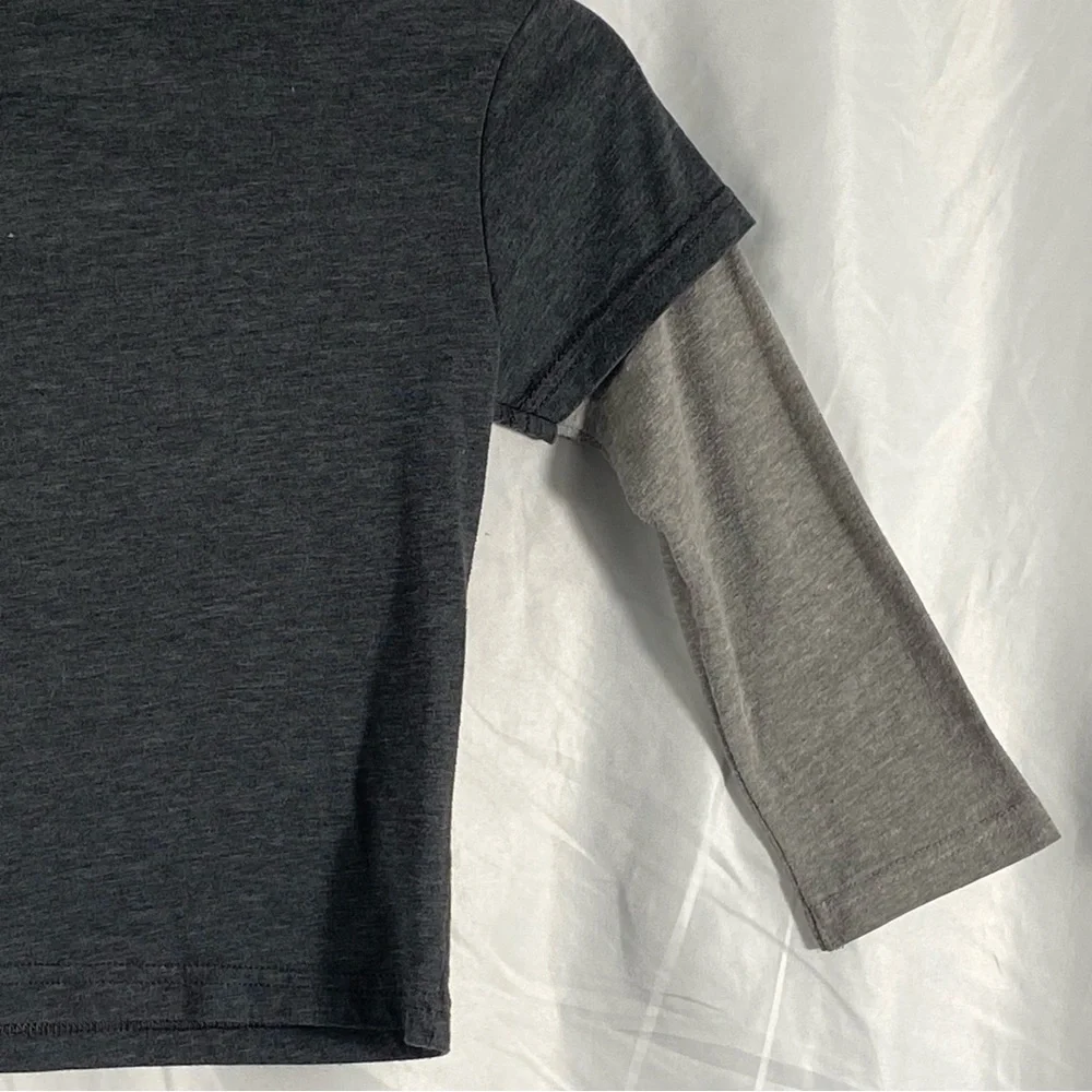 Disney Mickey Mouse Dark Gray and Light Gray Long Sleeve Tee Size 5T